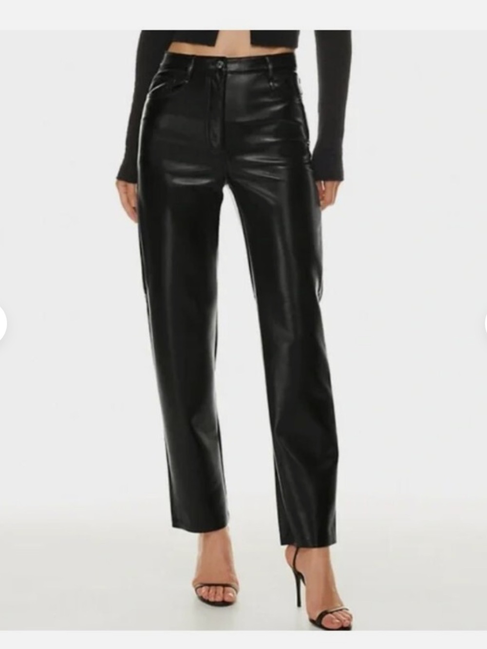Aritzia Wilfred Melina Black Faux Vegan Leather Pants Size 6 Like-New Black